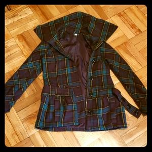 Plaid Fall/Winter Cowl Neck Coat